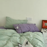 Nordic Striped Pure Cotton Bedding Sets 40S Cotton Skin-Friendly Comfortable Quilt Cover Kit Home Dorm Bedclothes for Seasons