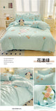 3/4Pcs Washed Cotton Skin-friendly Soft Princess Rose Towel Embroidery Flowers Bedding Set Soft Duvet Cover Bed Sheet Pillowcase