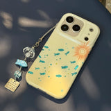Cute IMD Bling Blue Foil Fish Phone Case for IPhone 15 16 Pro Max 17 Promax 14 Pro Max Shockproof Fish Soft Back Funda Cover