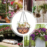 Resin Plastic Hanging Basket Planter for Indoor Outdoor Plants Wall Mounted Decorative Flower Pot with Durable Hanging Planter