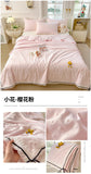 Summer Thin Quilt Ins Girl Bow Seersucker Washed Cotton Summer Quilt Single Dormitory Air Conditioner Blanket Machine Washable