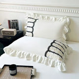 2pcs Lace Embroidery Pillowcase Lotus Leaf Pillow Cover Princess Girl Decoration Pillow Case White Pink Blue Bedding Pillow Sham