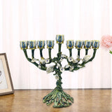 Traditional Menorah Photo Prop Zinc Alloy Christmas Hanukkah Candleholder for Farmhouse Dinner Livingroom Sideboard Anniversary