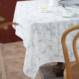 Rectangle White Lilac Tablecloth Boho Farmhouse Table for Cover Wedding Birthday Baby Party Shower Dinner Table Retro Decoration