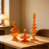 Modern Bubble Shaped Glass Candlestick Holder Set Taper Candle Stand Elegant Desktop Decoration for Party Living Room Banquet
