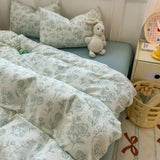 Floral Bedding set plaid Duvet cover 100% cotton 4pcs Bedding for Winter Bed with Sheet with Pillowcases Home Textiles