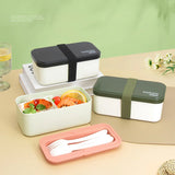 Child's Lunchbox with Tableware Portable Compartmentalized Bento Box School Snack Holder Microwave-safe Food Storage Container