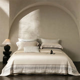 600TC Egyptian Cotton Bedding Set Luxury Satin Jacquard Border Duvet Cover Set Soft Grey High Thread Count Bed Sheet Pillowcases