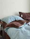 Romantic Imagination! Autumn Winter Soft Milk Velvet Pure Cotton Striped Four Piece Bedding Set Modern mat Sle