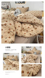 Bedding Set Double Layered Yarn INS Girls Mushroom Soft Washed Cotton Bed Sheet Queen King Size Duvet Set Pillowcase Bed Sheet
