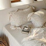 4/6Pcs Bedding Set Vintage French Flower Lace Edge Cotton and Linen Duvet Cover Flat/Fitted Bed Sheet Pillowcases Home Textiles