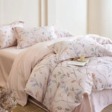 100% Cotton Bedding Set Brushed Fresh Flower Purple Duvet Cover Lovely Dog Sheet Set Red Blue Sheet King Queen for Bedroom Decor
