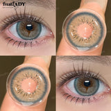 1 Pair Colored Contact Lenses Natural Brown Pupils Blue Eyes Contact lenses Gray Soft Contacts 14.50mm