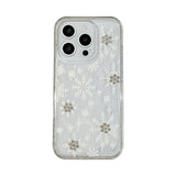 Glitter Snowflake Quicksand Cartoon Snowman Bling Flower Case For iPhone 17pro max 16 15 14 13 12 Pro Max Lovely Winter Cover