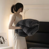 Autumn and Winter New Teddy Rabbit Plush Light Luxury Striped Blanket Cover Blanket