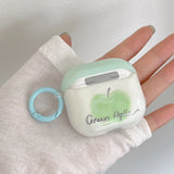 A Green Apple + Ring Case Suitable for Apple for Airpodspro2 Case/For Airpodspro Case/For Airpods4 Case/For Airpods3 Case/For Airpods2 Case/Fashion Women's Headphone Case/Casual Headphone Case/
