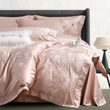 4Pcs Lotus Embroidery 1000TC Egyptian Cotton Rose Jacquard Luxury Bedding Set Duvet Cover Set Bed Sheet/Fitted Sheet Pillowcases