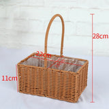 Willow Rattan Bride Flower Basket Picnic Container with Handle Picnic Weaving Basket Hand-Woven Flower Arrangement Basket