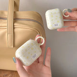 Korea Cute Full Yellow Flower Gloss Soft Protection Case For Apple AirPods 1 2 3 4 Pro 2 Cover Shockproof Funda With Keychain