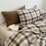 Korean Style Striped Bedding Set For Girls Boys Bed Linen Set Skin Friendly Fresh Printed Soft Duvet Cover Set Home Decorations