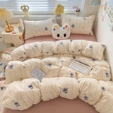 Class A Double Yarn Bedding Set Quilt Comforter Duvet Cover Set Printed Cotton Bedspread Skin Friendly Breathable Four-Piece Set