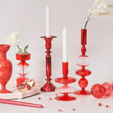 Creative Red Glass Taper Candle Holder Christmas Gift Wedding Table Decoration Home Decoration DryFlower Vase