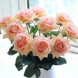 11pcs/Lot Rose Artificial Flowers Real Rose Touch Flowers Home for Decorations Wedding Party or Birthday Bouquet