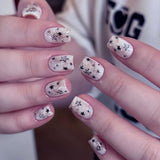 French Almond False Nails Retro Flowers Wearable Hand Drawn Press on Nails for Woman Datachable Full Cover False Nails Tips