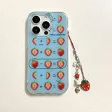 Strawberry Pattern Addition and Subtraction + Lanyard Mobile Phone Case Suitable for Apple for Iphone16Promax Case/For Iphone15Promax Case/14Pro Case/13 Iphonecase/Fashionable Women's Mobile Phone Case/Simple Mobile Phone Cas