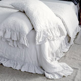 3PCS 100% Pure Linen Ruffle Duvet Cover Set Pillowcase And Duvet Cover Double Queen King Size Soft Bed Set Flax Bedding Kit