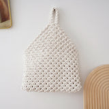 Handmade Macrame Hanging Storage Basket Magazine Flower Organizer Pouch Small Stuff Organization Home Room Cafe Shop Decor
