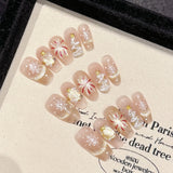 Glitter Golden False Nails Long Coffin Ballet Fake Nails with Glue Cat Eye Press on Nails Wearable Full Cover Nail Tips for GIft