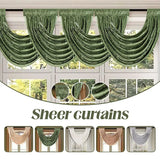 140x60cm Curtain Valance Livingroom Beaded Rod Pocket Scallop Header Window Panel Drapes With Fringe Tassel Home Decoration