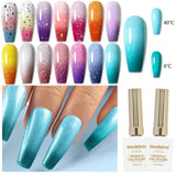 16 Colors of Thermochromic Gel Nail Polish - Trendy Autumn/Winter Thermochromic Gel Nail Polish with LED Gloss and Shine for a S