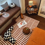 Retro Brown And White Striped Carpet American Ins Style Living Room Bedroom Non Slip Wear Carpet Home Decoration