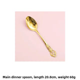 Retro Ins Luxury Relief Stainless Steel Fork And Knife Set Golden And Silver Home Dining Utensils Steak Knife And Fork Set