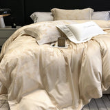 Luxury 1000TC Lyocell Cotton Jacquard Soft Silky Bedding Set Queen King Size Duvet Cover Bed Sheet/Fitted Sheet Pillowcases 4Pcs