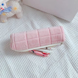 Gift Lattice Pencil Bag Large Capacity Simple Pencil Cases School Supplies with Zipper Stationery Box