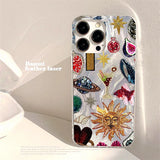 Planet Fruit Trendry Graphic Phone Case for IPhone 16 15 14 13 12 11 17 Air SE2 SE 8 7 Plus Pro Max 16E Feather Texture Cover