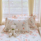100% Cotton 2pcs Flower Prints Ruffles Pillowcases 48x74cm Sizes Cushion Cover for Bed Floral Style Adults Kids Pillowslip 베개커버