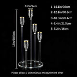 Detachable Clear Acrylic 5-Taper Candelabra, Gold Plated Rim Holder, Shatterproof Table Centerpiece, Not Fit Real Burning Candle