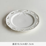Cream Wind Plate Collection Embossed Lace Dessert Plate Italian Noodle Plate Salad Plate Cute and Beautiful Home Use