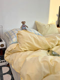 Moonlight Bus Cheese Yellow ids INS Sle Full Cotton Waed Bedding Cover 8 Bedding Four-Piece Set Mixed Cotton Bedding