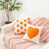 Orange Pillowcase Love Embroidered Pillow Round Spot Pillow 45x45 for Home Sofa Embroidered Cushions Covers Warm Color