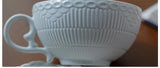 Ins Ceramic Handgrip Coffee Cup Exquisite Afternoon Tea Cup Dish 2Pcs Set French Style Household White Relief Drinkware