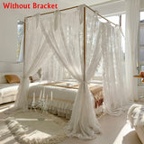 Romantic Lace Princess Palace Mosquito Net Without Frame Romantic Three-door White Bed Curtain Home Decor No Bracket 150*200cm