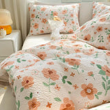 Romantic Floral Duvet Cover Set No Filler Soft Seersucker King Single Szie Pillowcases Flat Sheet Home Decoration Bed Linens