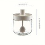 Seasoning Container with Spoon Glass Spice Containers Multifunctional Storage Glass Jar Essential Kitchen Accessories