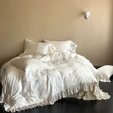 Romantic French Lace Ruffles Princess Wedding Bedding Set 1000TC Egyptian Cotton Duvet Cover Flat/Fitted Bed Sheet Pillowcases