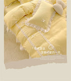 Korean Princess Style Bowknot Bedding Sets Lace Duvet Cover Fitted Sheet For Girl Woman Bedroom Decor Bed Linens Home Textiles